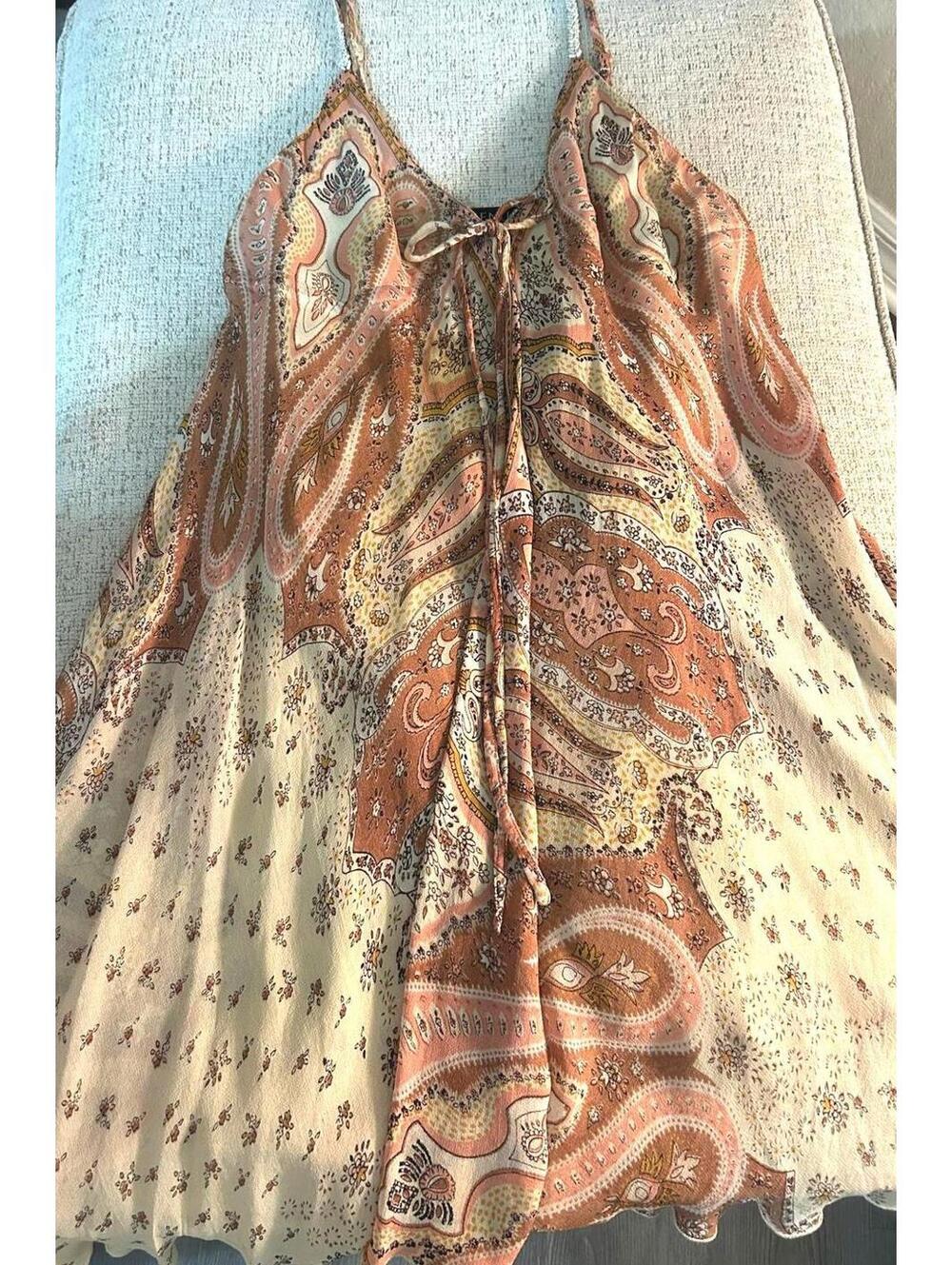 Venus Boho Paisley Dress Medium Sleeveless Flowy Slip Summer